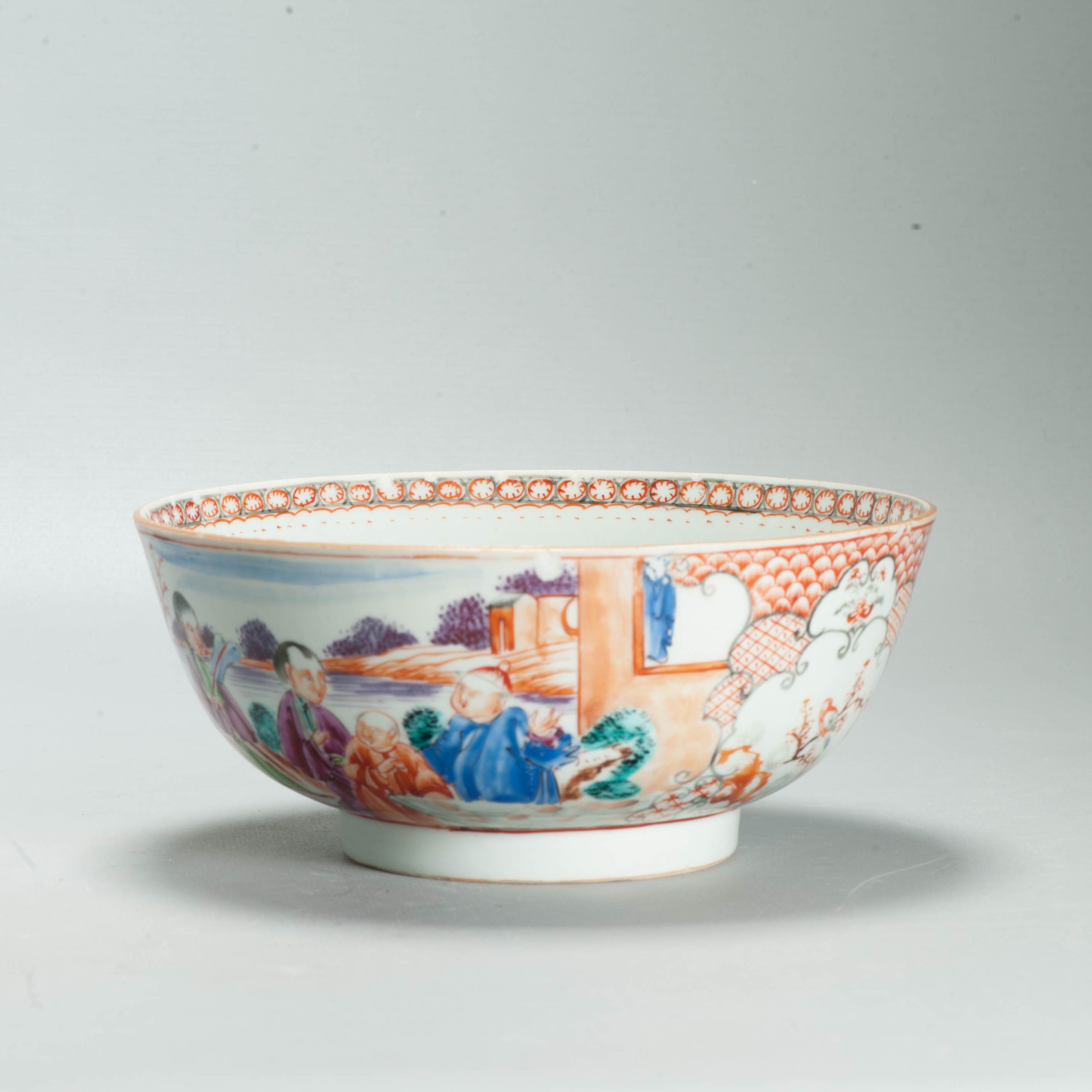 Antique 1740-1750 Chinese Porcelain Bowl China Figural Rose Qianlong Period - Image 4