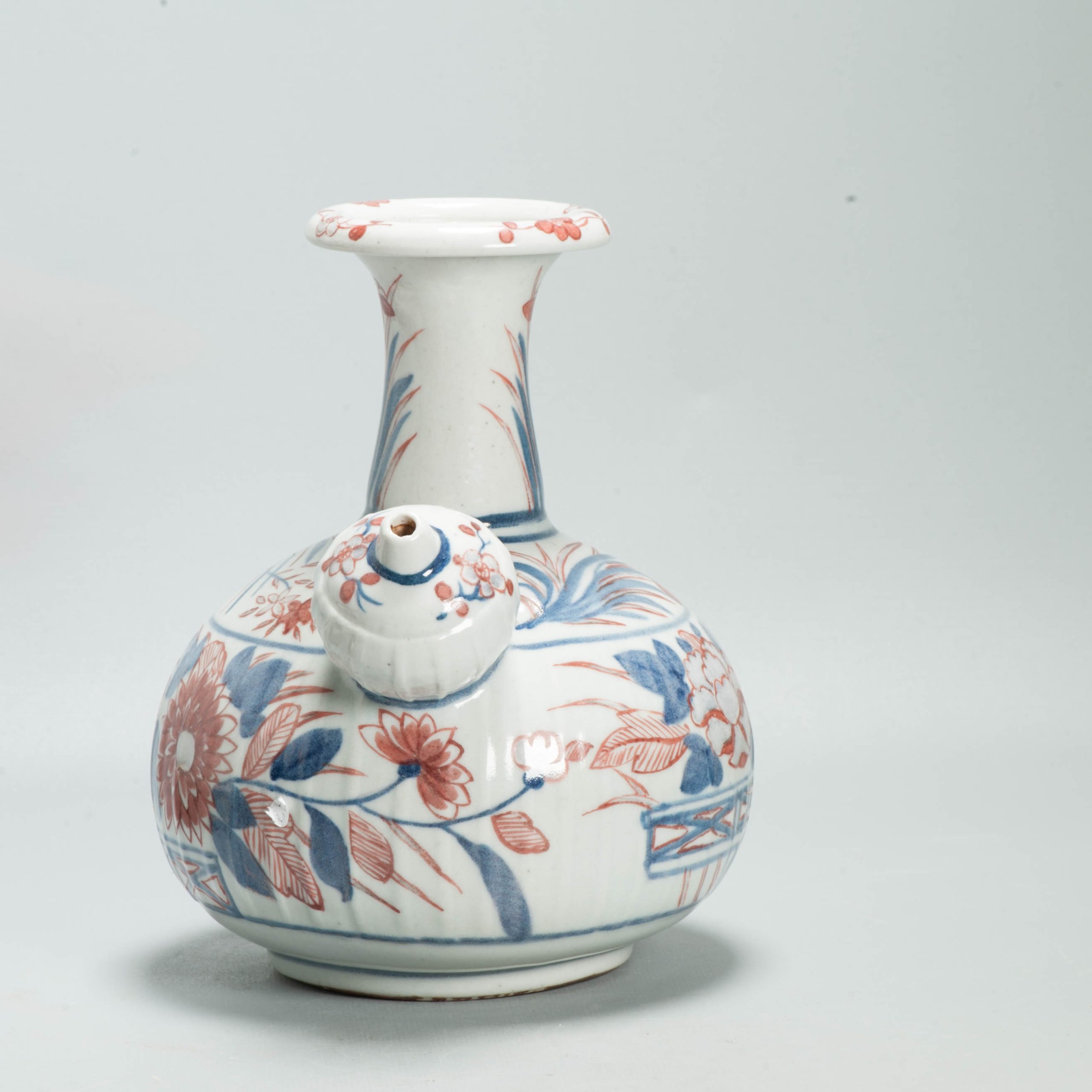 Antique 17C Japanese Arita Imari Porcelain Kendi Ghendi Floral Edo Period Vase - 图片 4