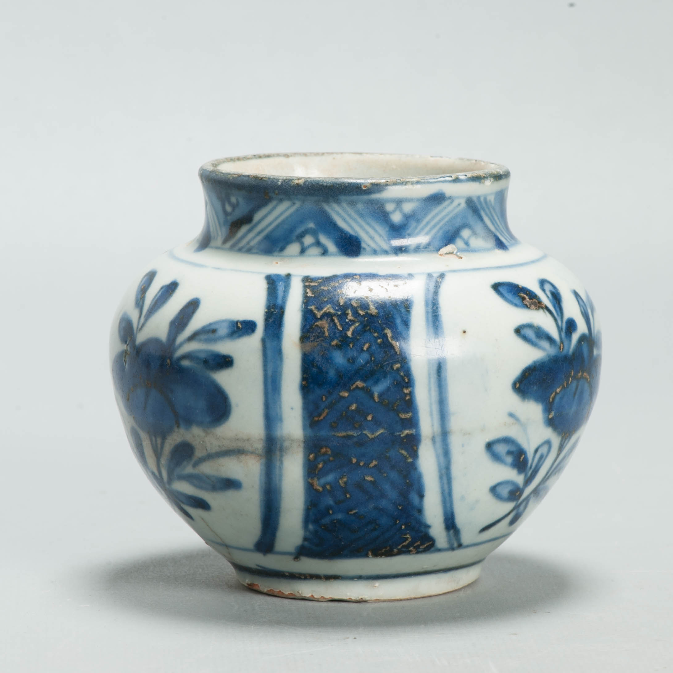 Antique Chinese Ming Kraak Blue White Porcelain Floral Jar Wanli Era c.1600–1640 - 图片 11