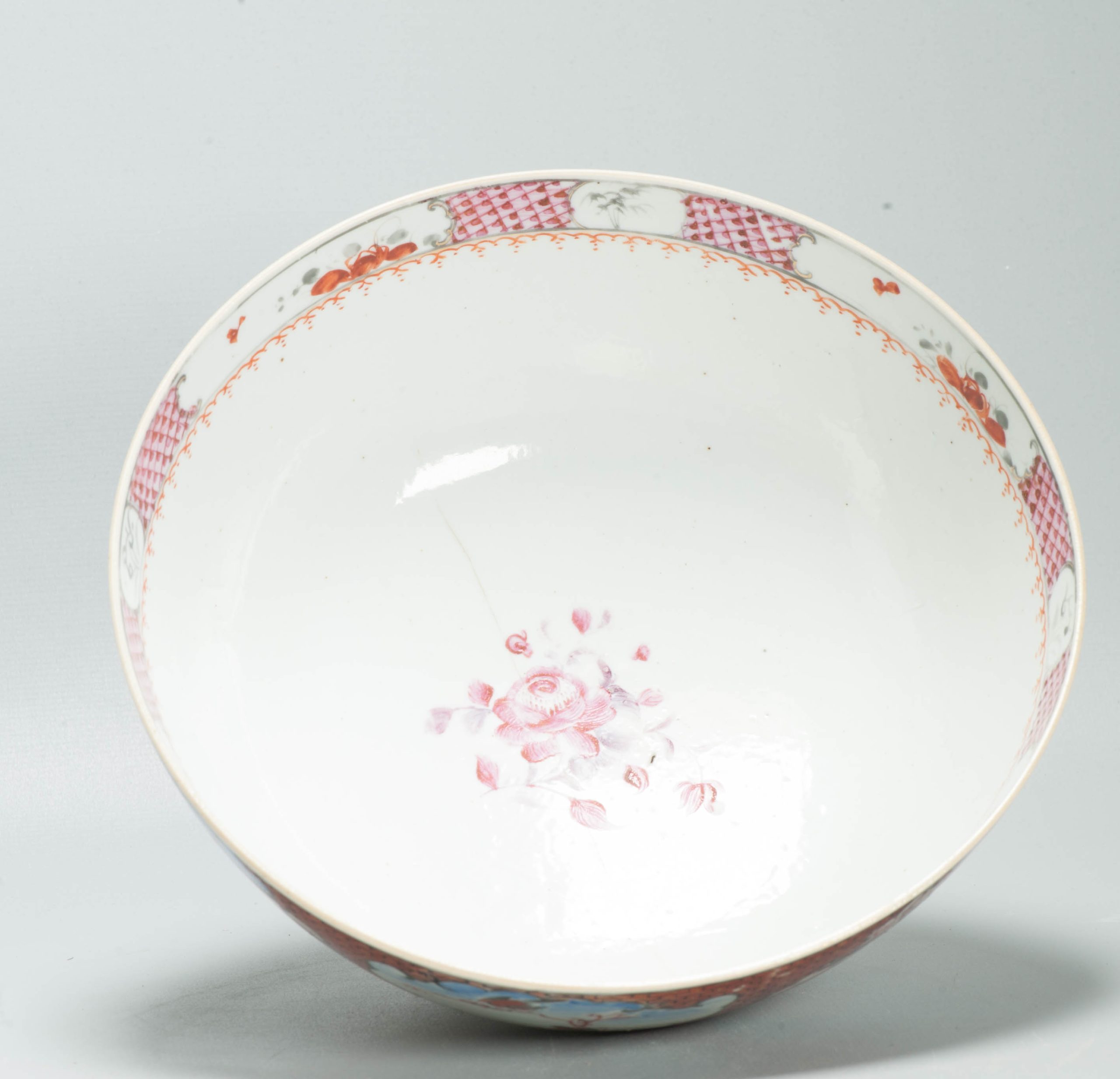 Antique Chinese Qianlong Famille Rose Porcelain Bowl Mandarin Scene 18th Century - Image 17