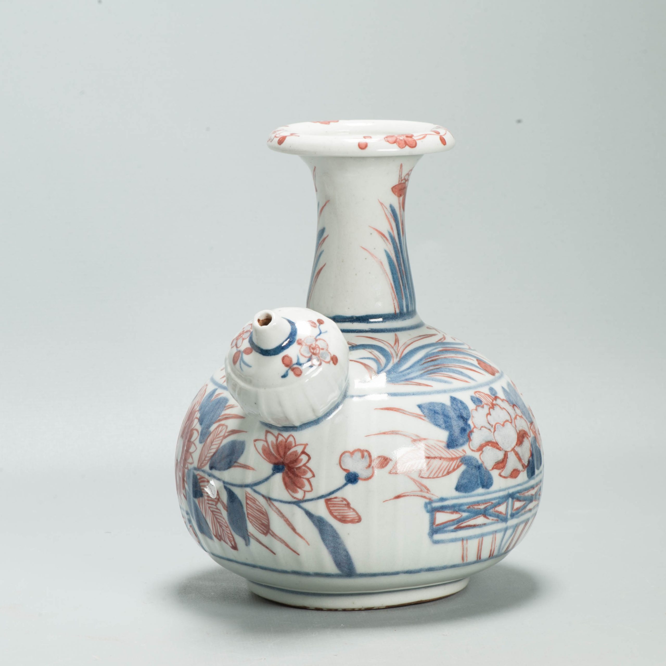 Antique 17C Japanese Arita Imari Porcelain Kendi Ghendi Floral Edo Period Vase - 图片 10