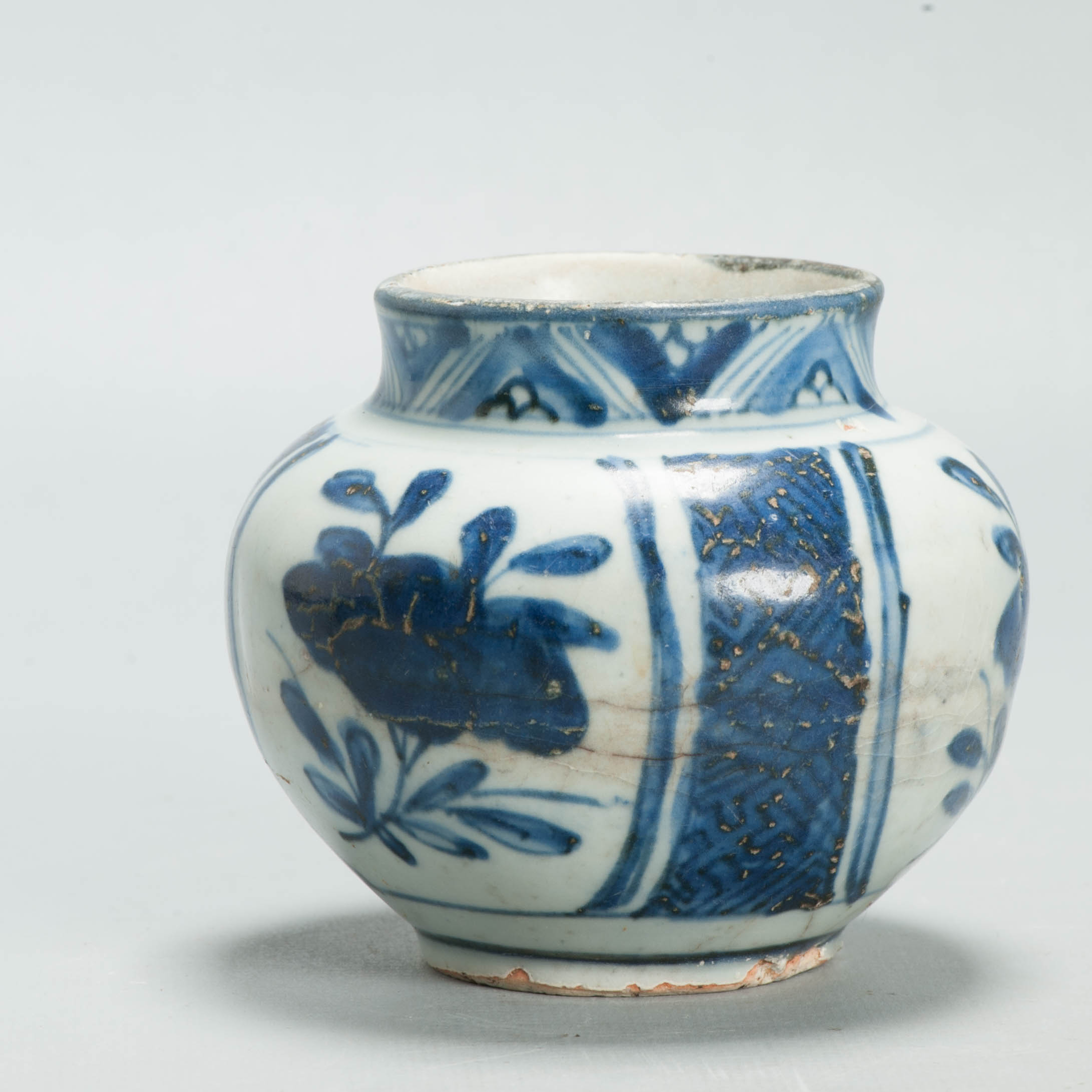 Antique Chinese Ming Kraak Blue White Porcelain Floral Jar Wanli Era c.1600–1640 - 图片 4