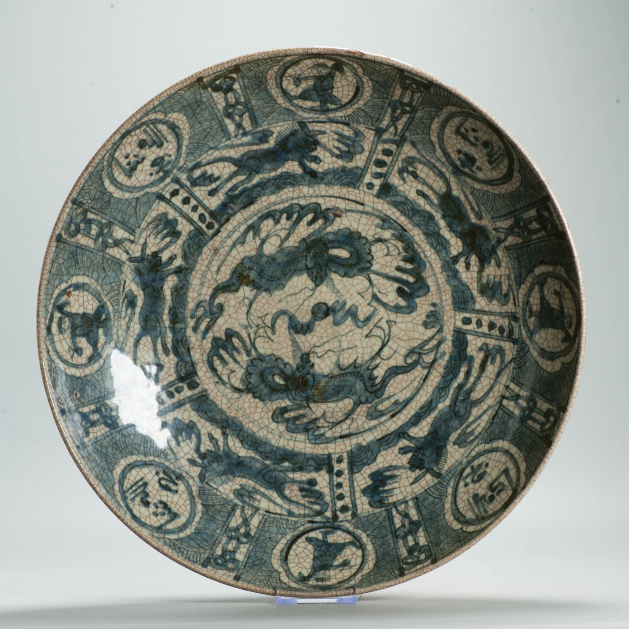 Antique Chinese 16/17C Chinese Porcelain Dish Swatow landscape Islamic Market
