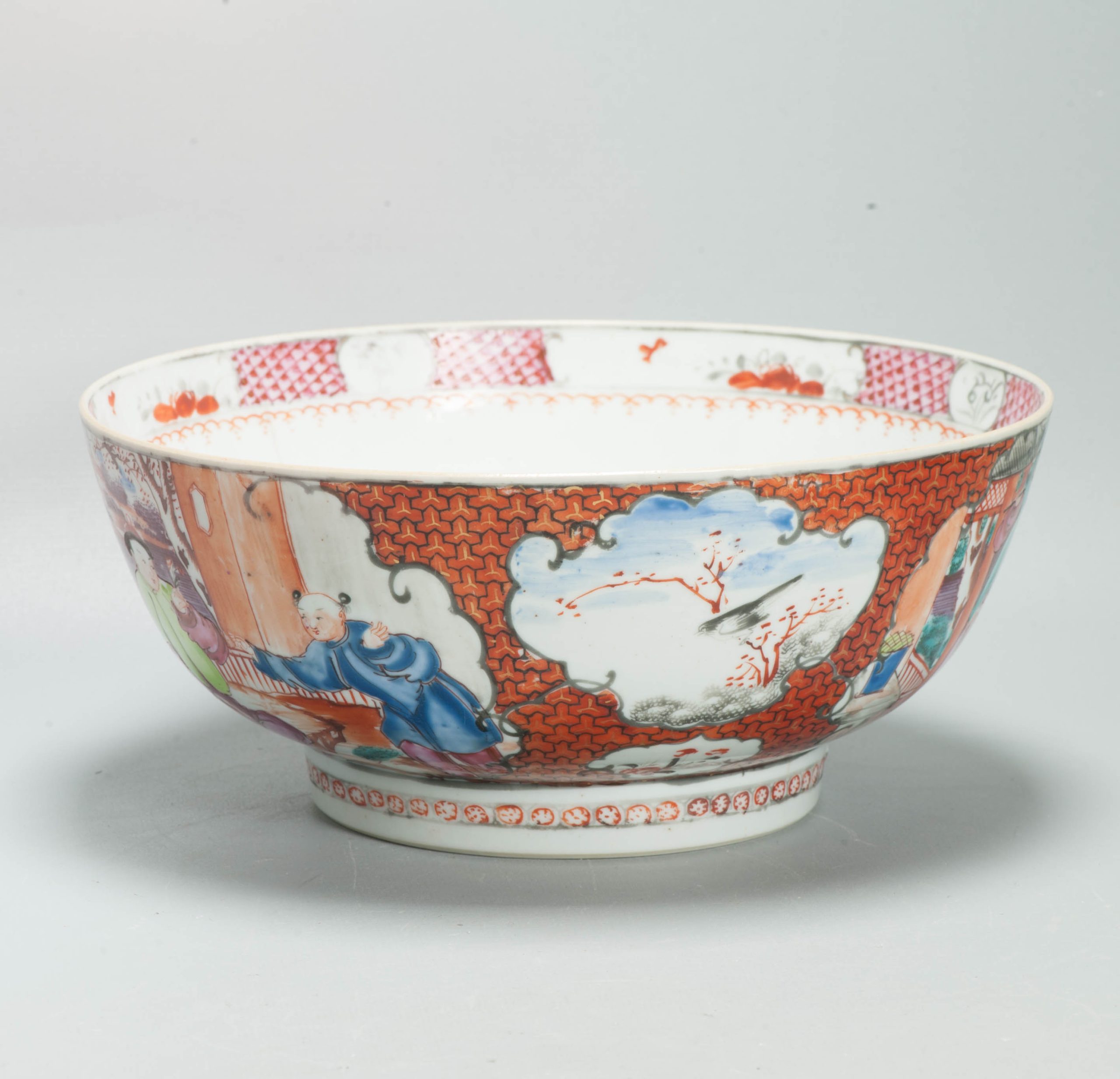 Antique Chinese Qianlong Famille Rose Porcelain Bowl Mandarin Scene 18th Century - Image 3