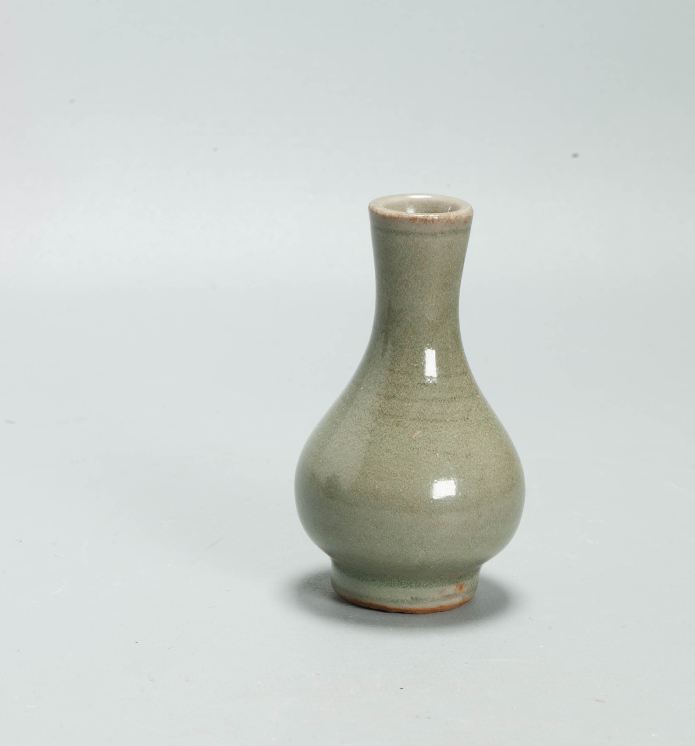 Small Antique Chinese Ming Period Longquan Celadon Pear-Shaped Bottle Vase China - Image 3