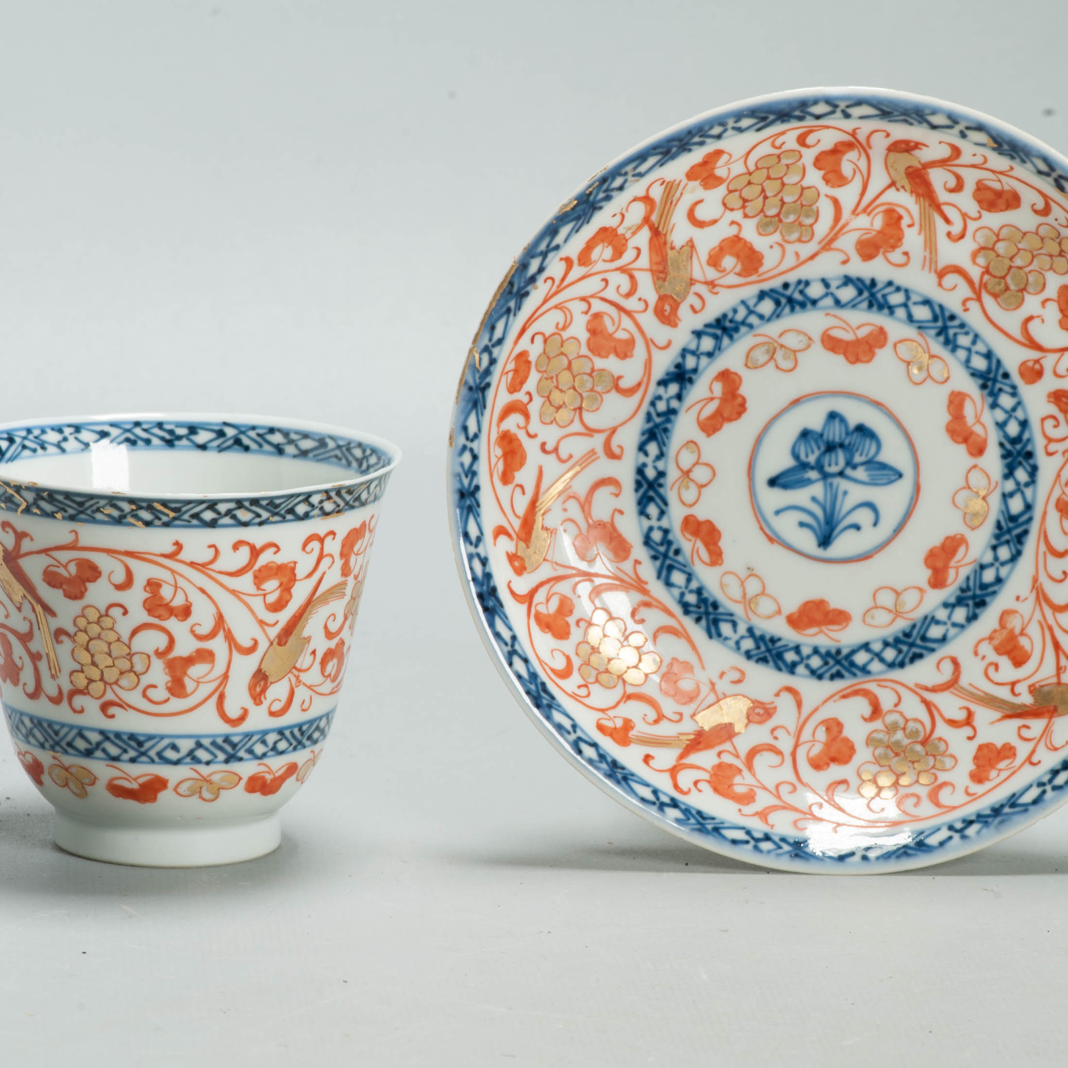 Antique Kangxi Qing Chinese Porcelain Haussmaler Decorated Chocolate Cup Germany