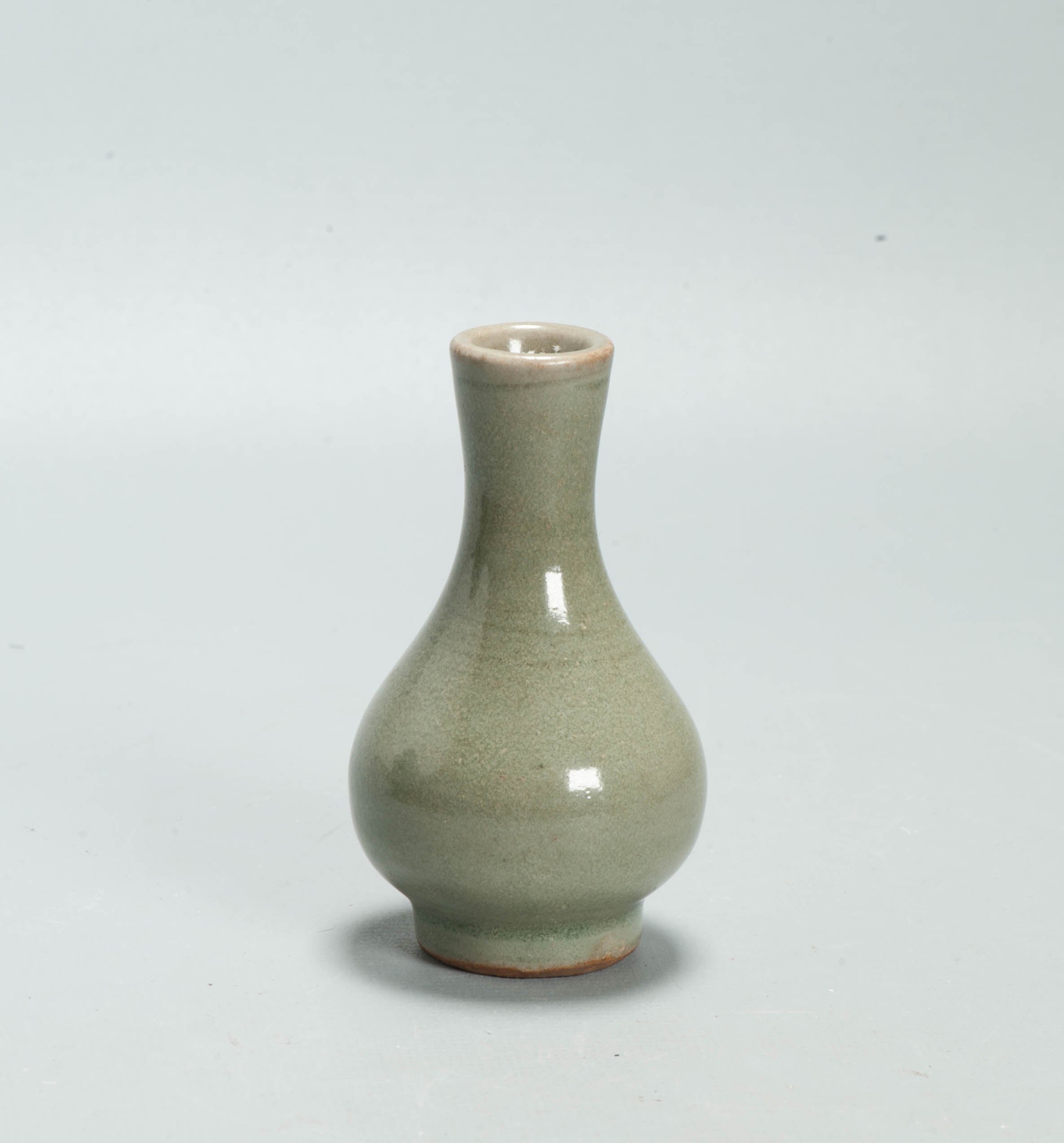 Small Antique Chinese Ming Period Longquan Celadon Pear-Shaped Bottle Vase China