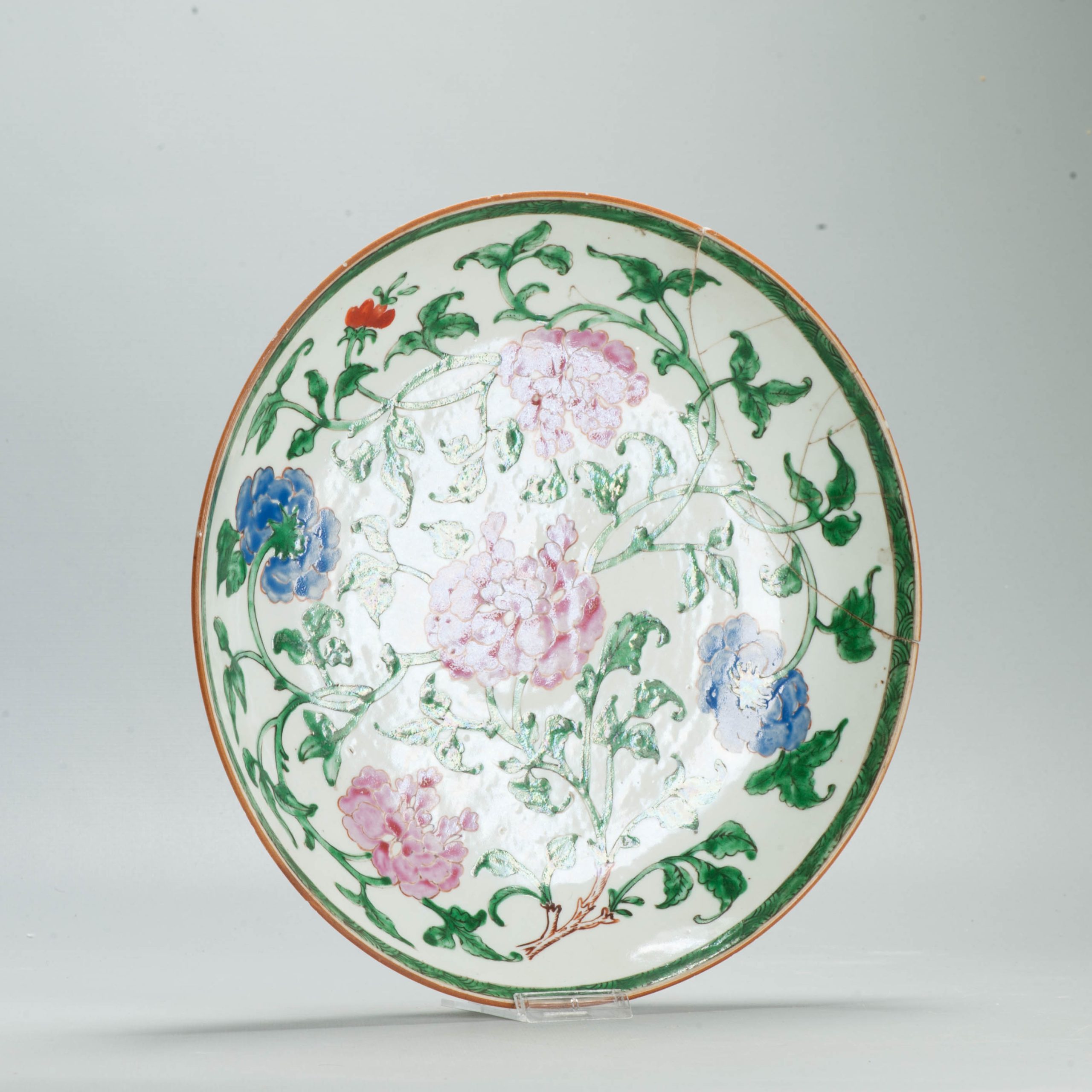 Antique 18C Qianlong period Chinese Porcelain SE Asia Famille Rose Plate - Image 3