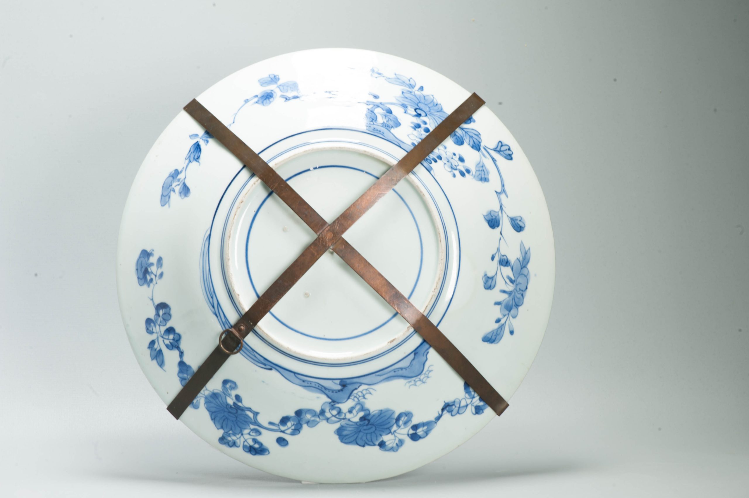 Antique Japanese Arita Blue & White Porcelain Landscape Charger Edo ca 1680-1690