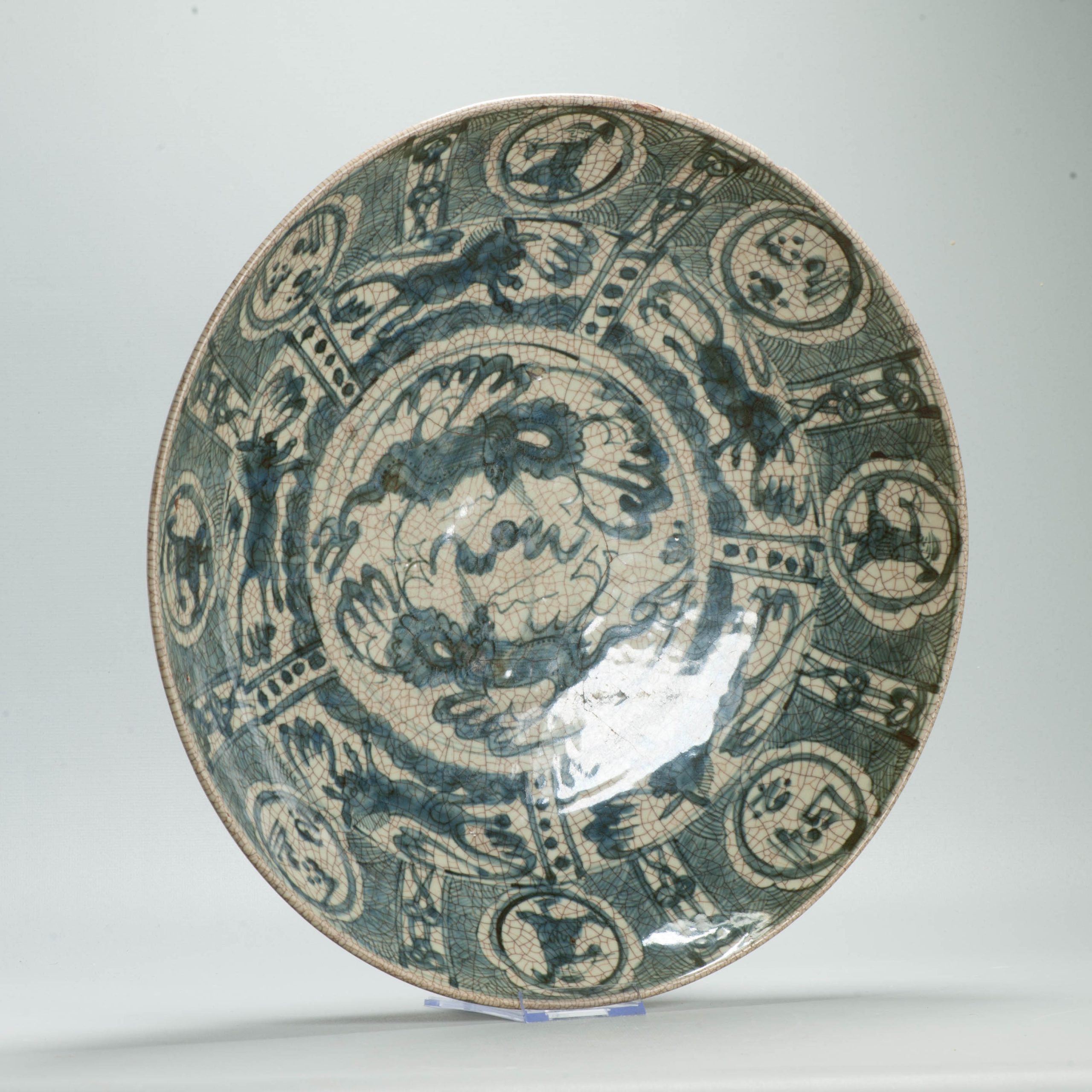 Antique Chinese 16/17C Chinese Porcelain Dish Swatow landscape Islamic Market - 图片 2