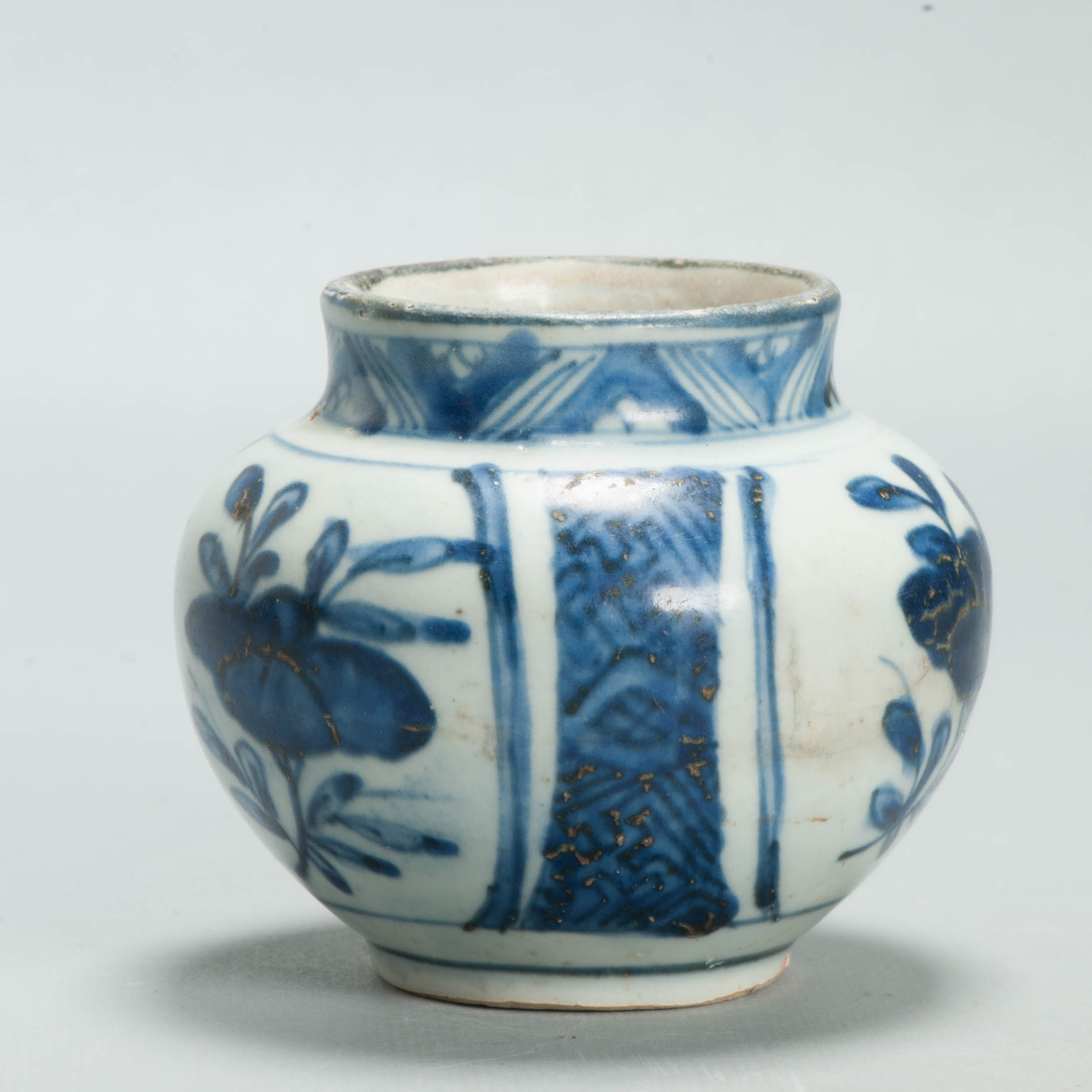 Antique Chinese Ming Kraak Blue White Porcelain Floral Jar Wanli Era c.1600–1640 - 图片 3
