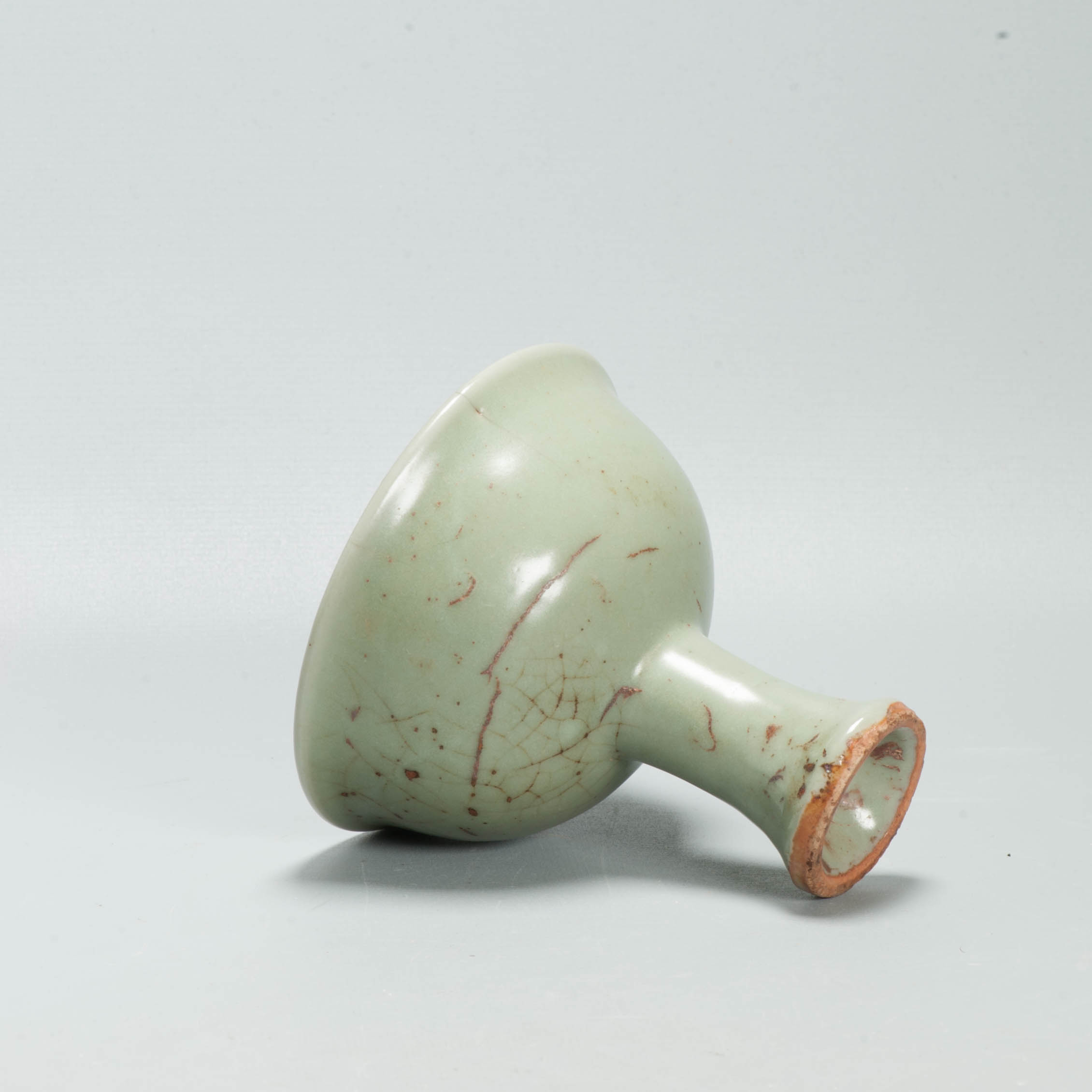 Antique Chinese Yuan or Ming period Celadon Longquan Stem Cup Ming - Image 12