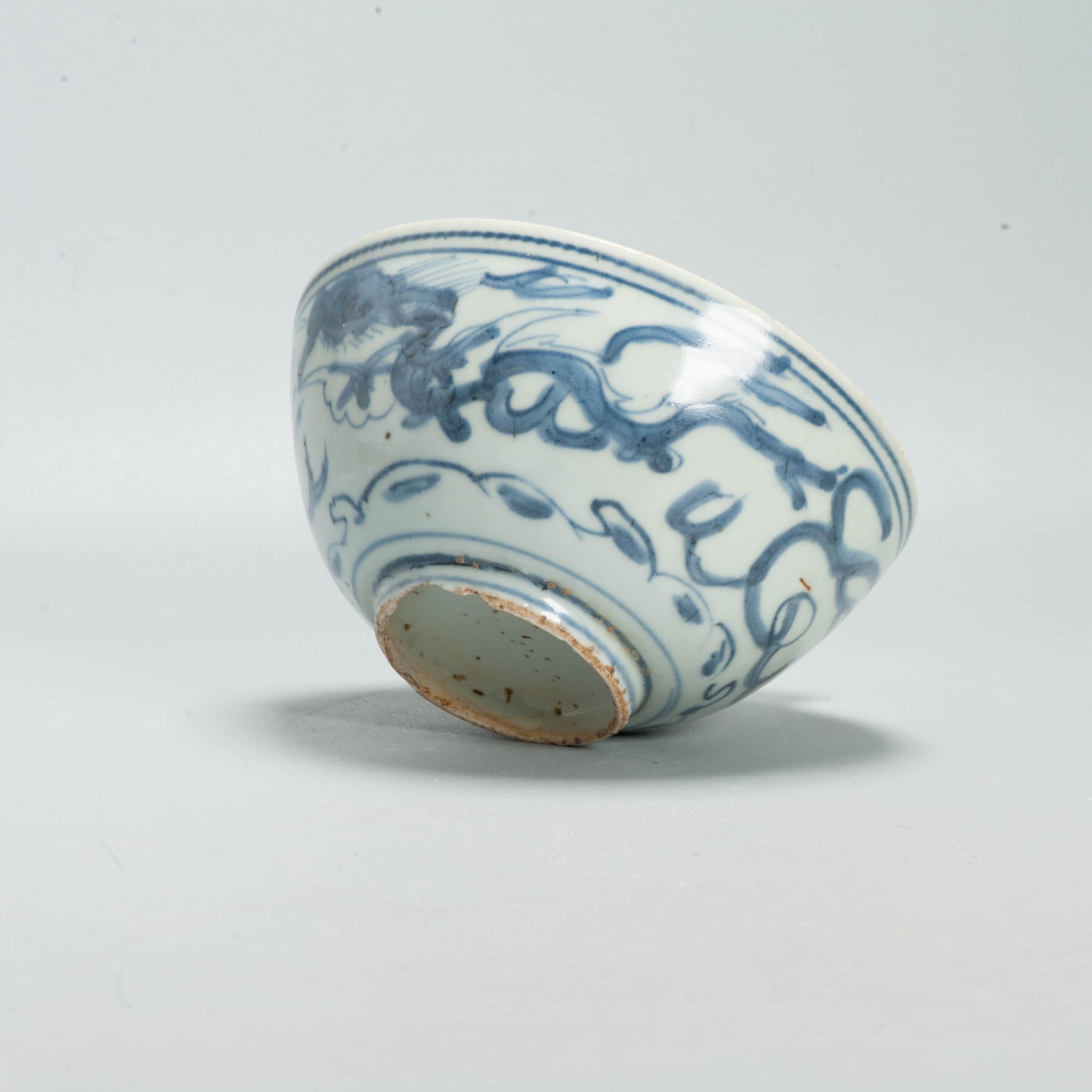 Antique Chinese Ming Porcelain Blue White Dragon Bowl Wanli Tianqi Period - Image 4