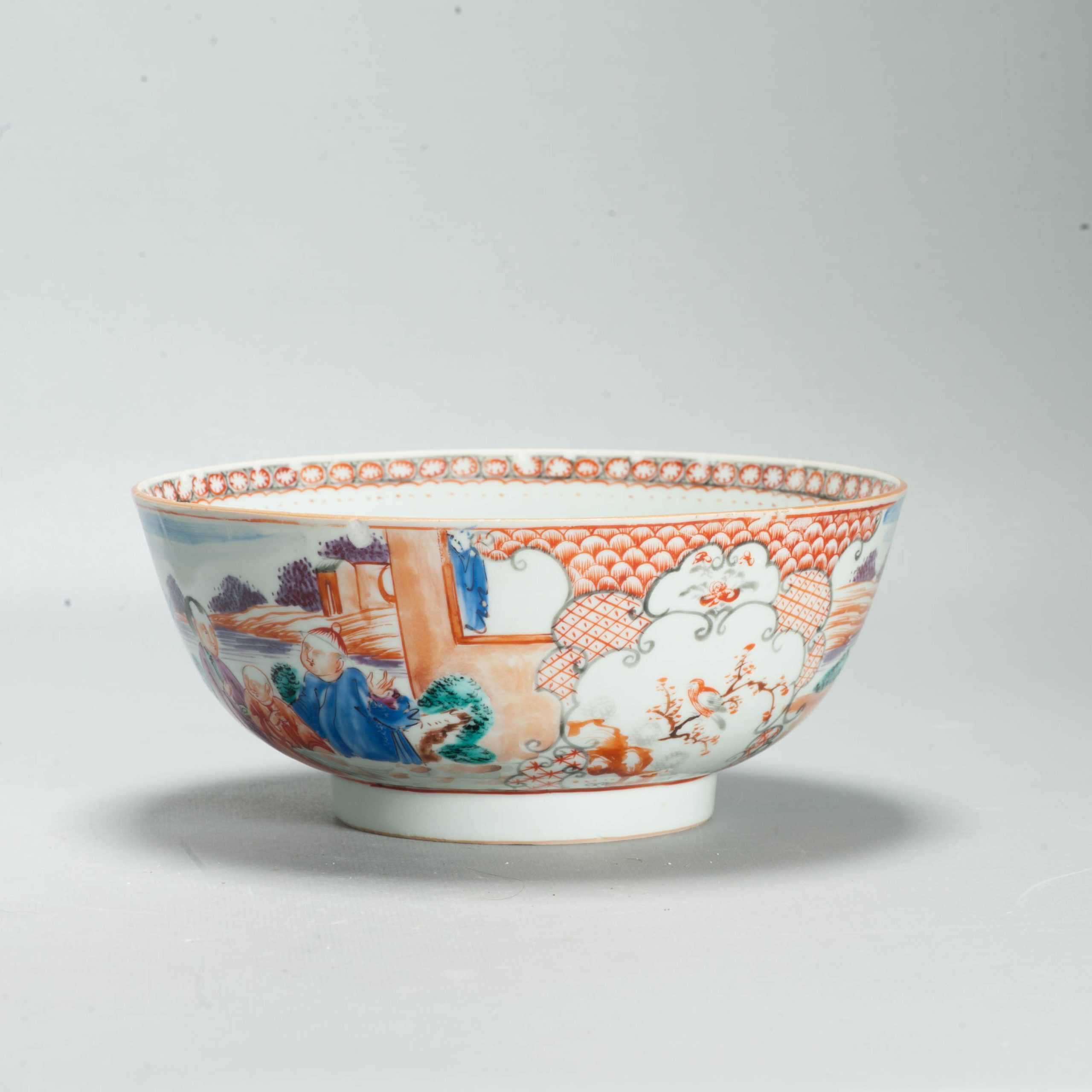 Antique 1740-1750 Chinese Porcelain Bowl China Figural Rose Qianlong Period - Image 9