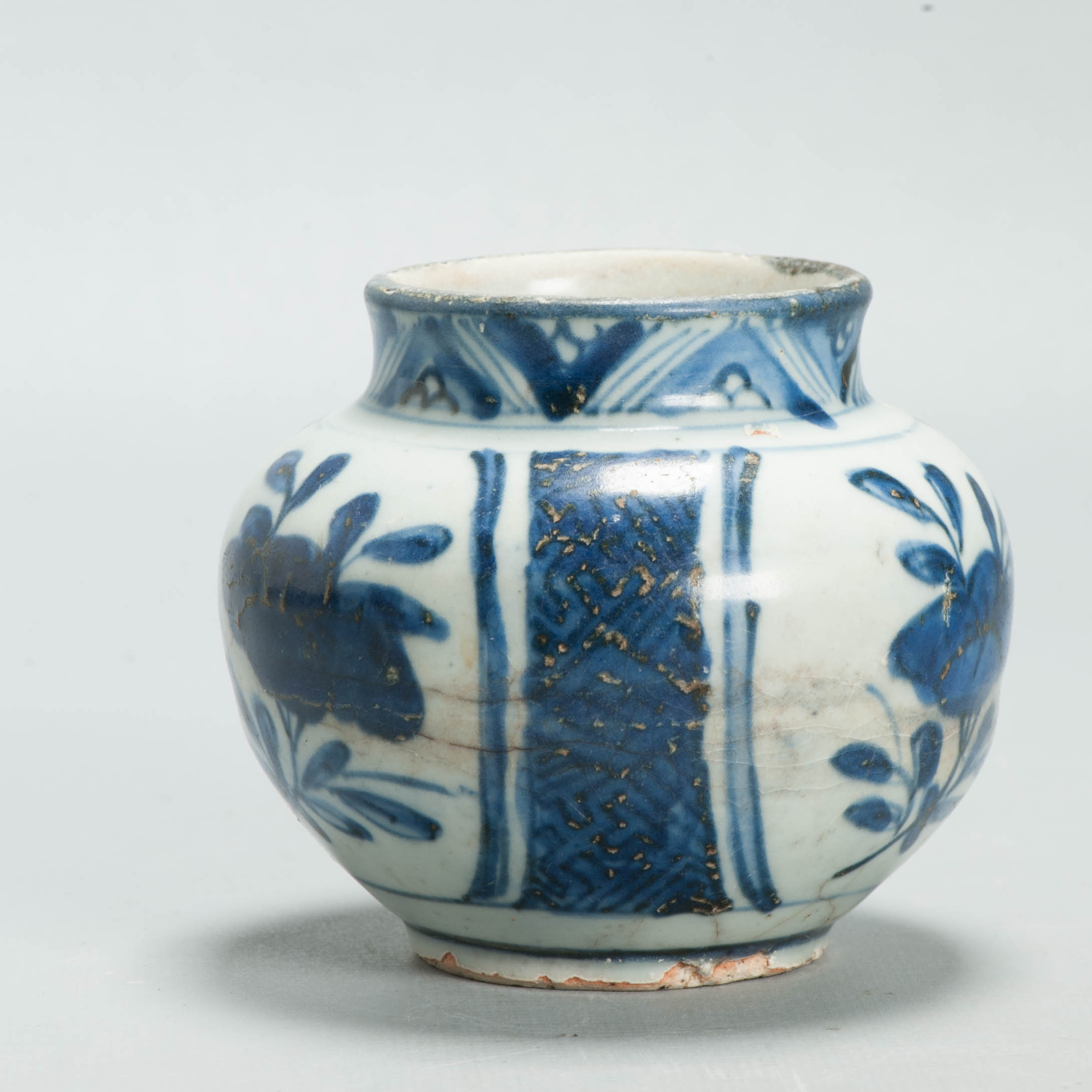 Antique Chinese Ming Kraak Blue White Porcelain Floral Jar Wanli Era c.1600–1640 - 图片 6