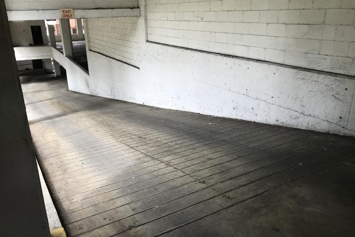 Image for skate spot Center Stage - Parking Deck Ledge Then Hill Bomb