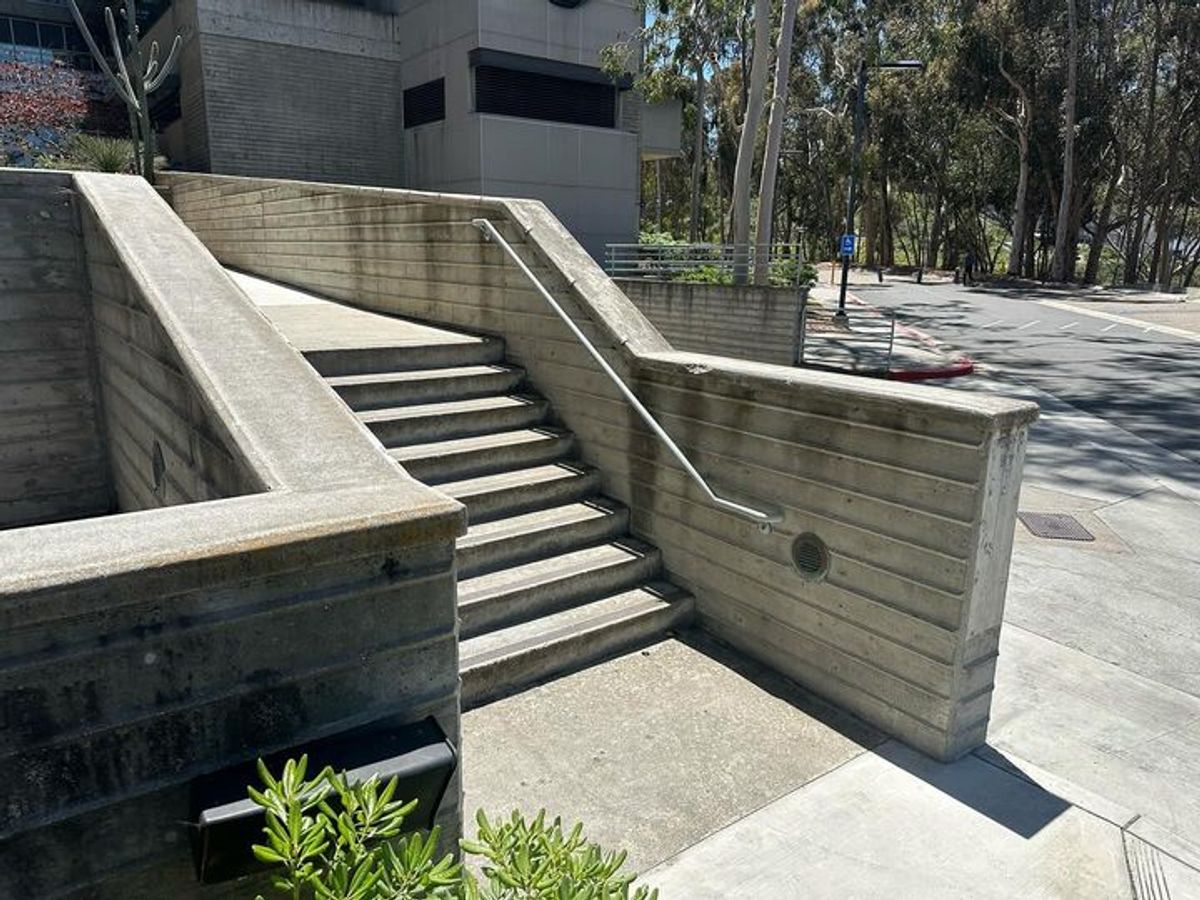 Image for skate spot UCSD - Jacobs Hall 8 Stair Gap Over Hubba / Out Ledge