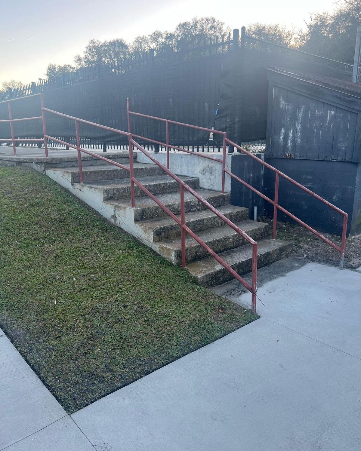 Image for skate spot Harvest Community School - 7 Stair Drop Down Rail