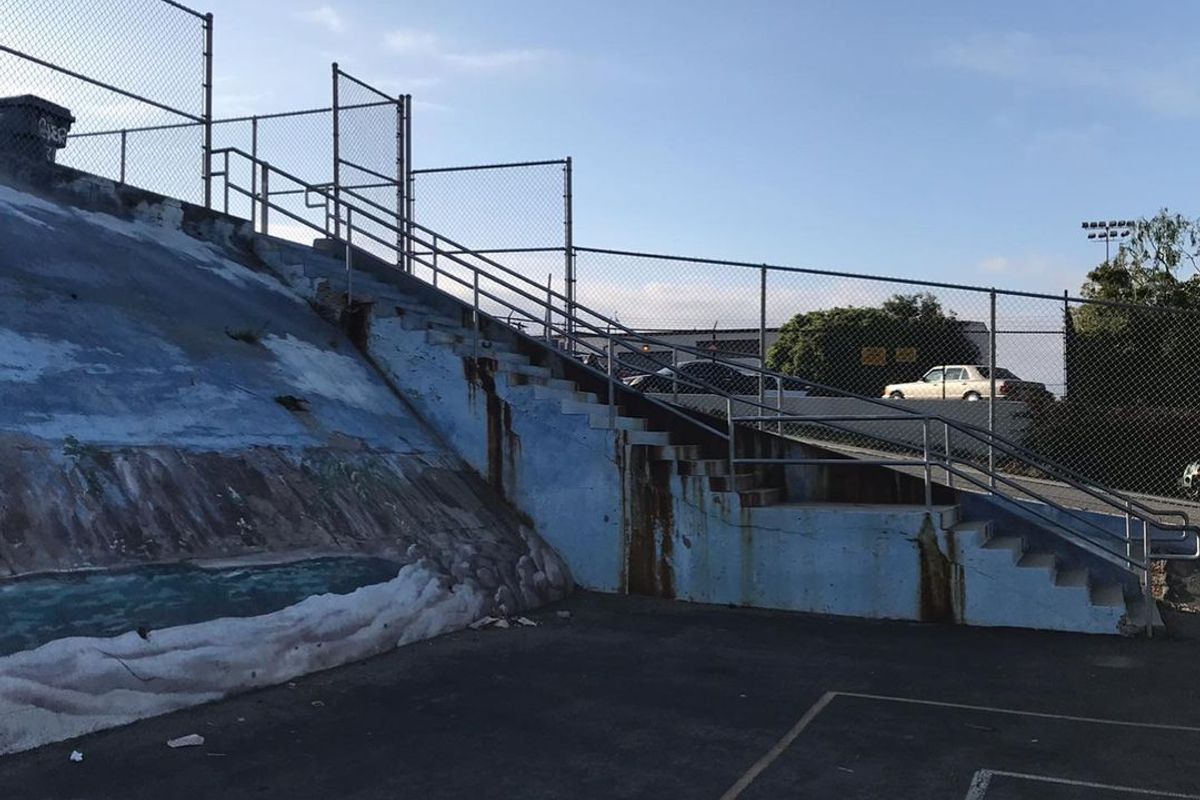 Image for skate spot Dana Middle School Over Rail Into Bank