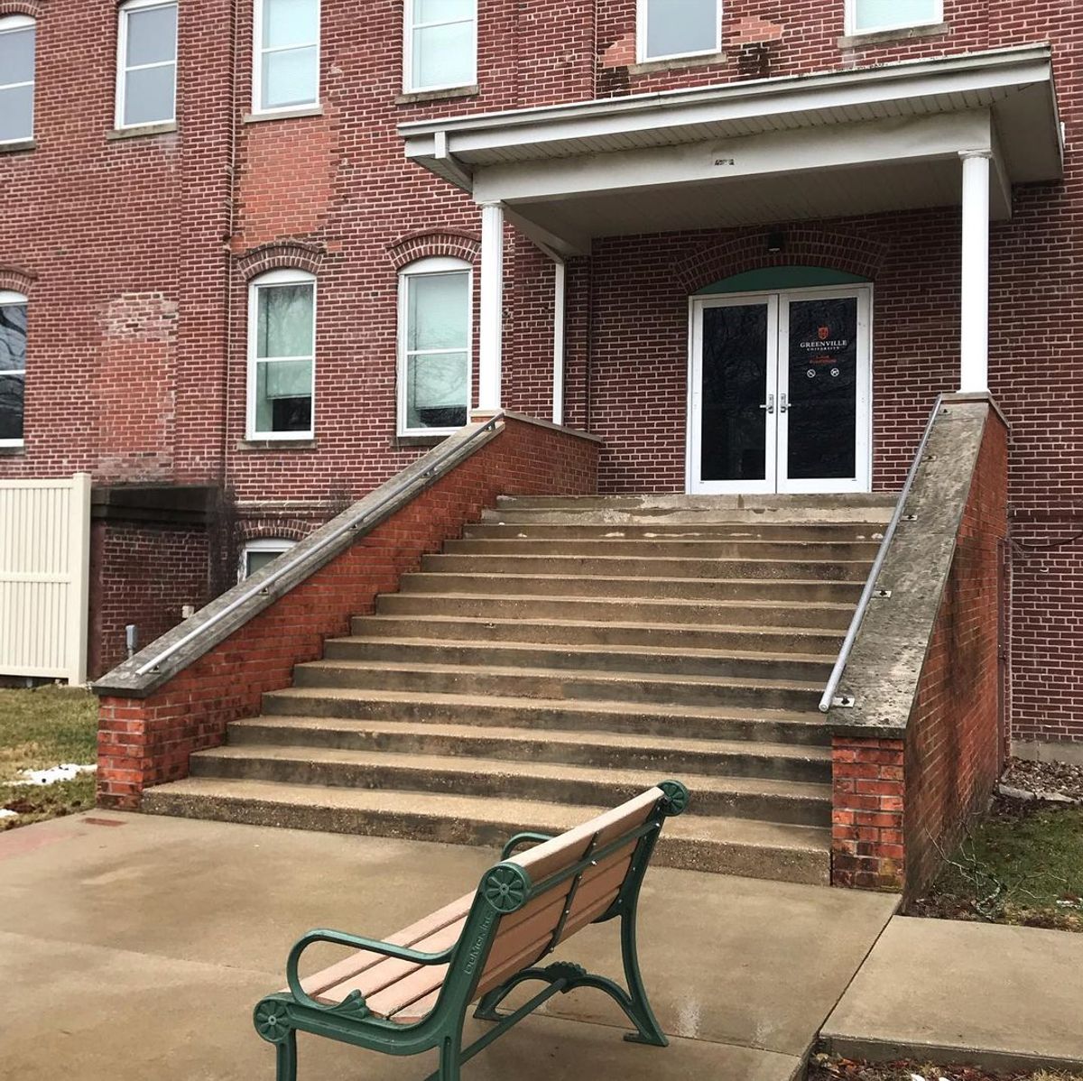 Image for skate spot Greenville University - 14 Stair Hubba Rails