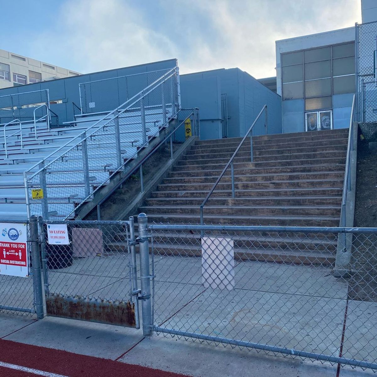 Image for skate spot Phillip and Sala Burton Academic School - 16 Stair Rail Through Gate