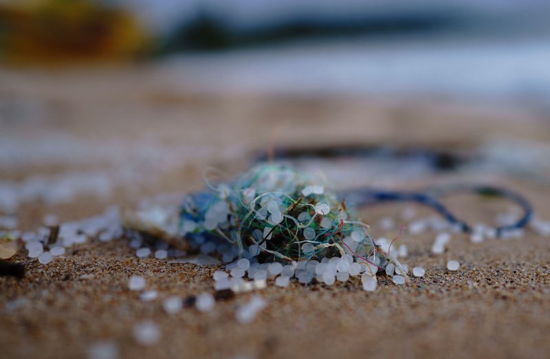 Small pieces of plastic on beach