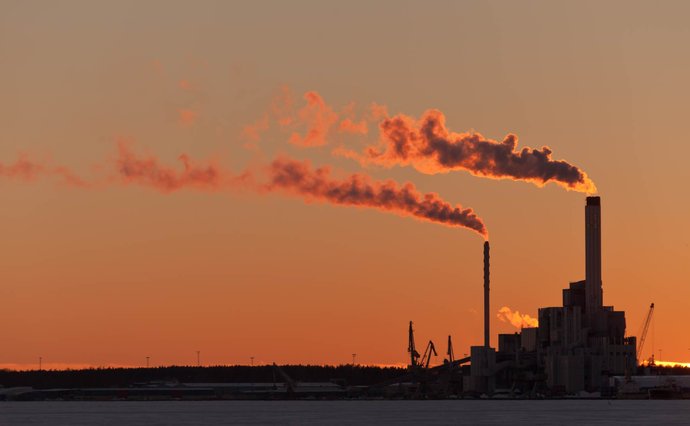 Photo of industrial plant at dusk