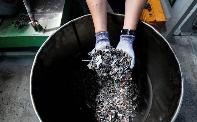 Bucket of recycled metals