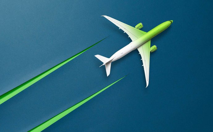 Image of the top of an aeroplane with a green tint