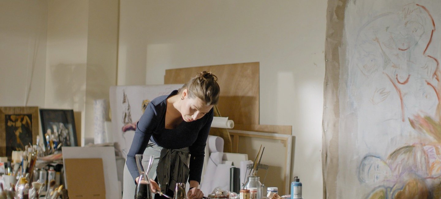 Woman in artist studio