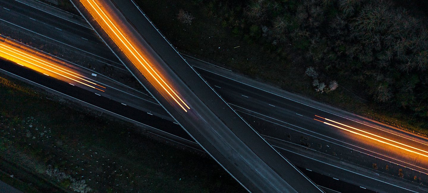 Photo of a highway at night