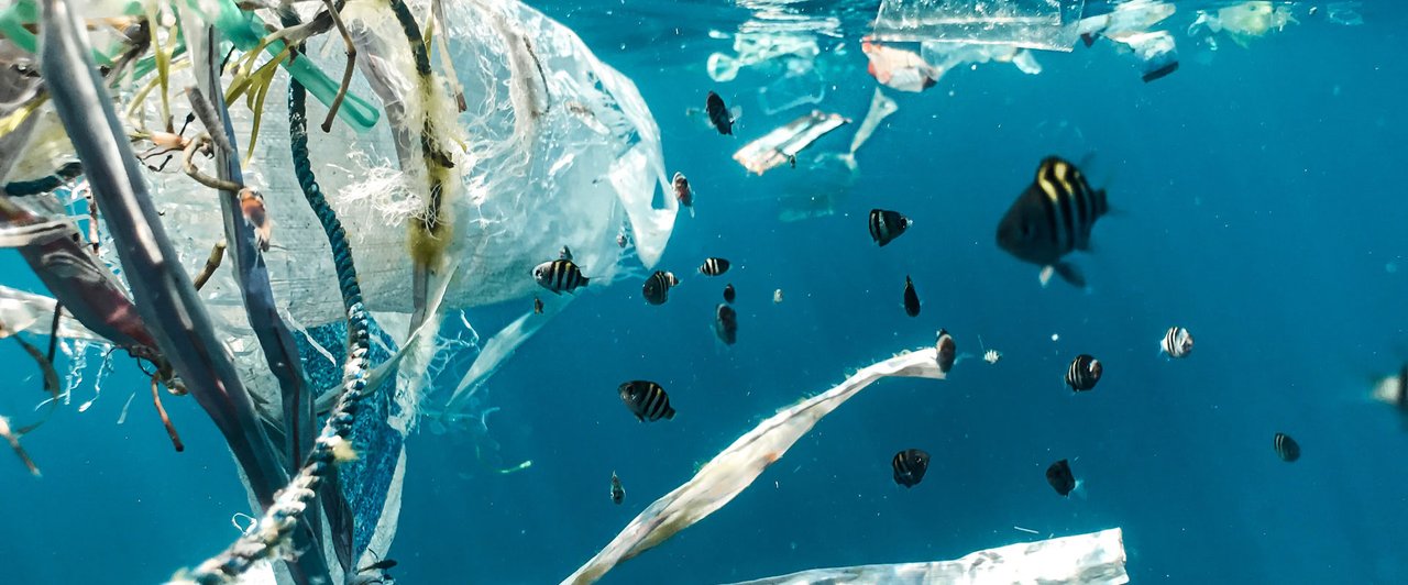 Waste plastic in the sea