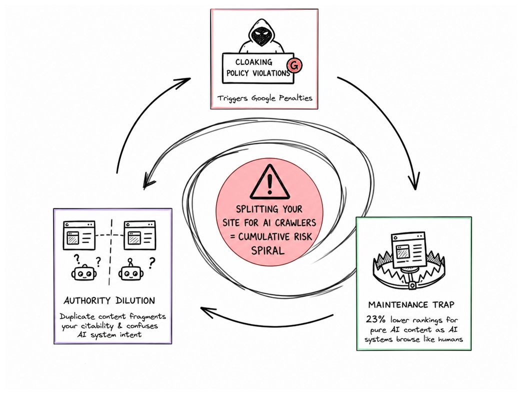 Three Compounding Harms of Split-Site Strategies