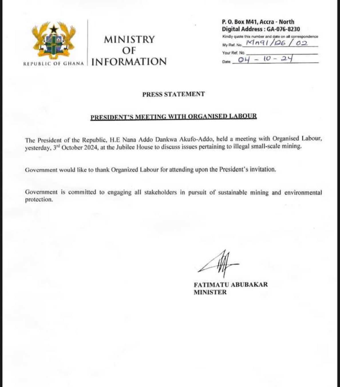 MOI letter