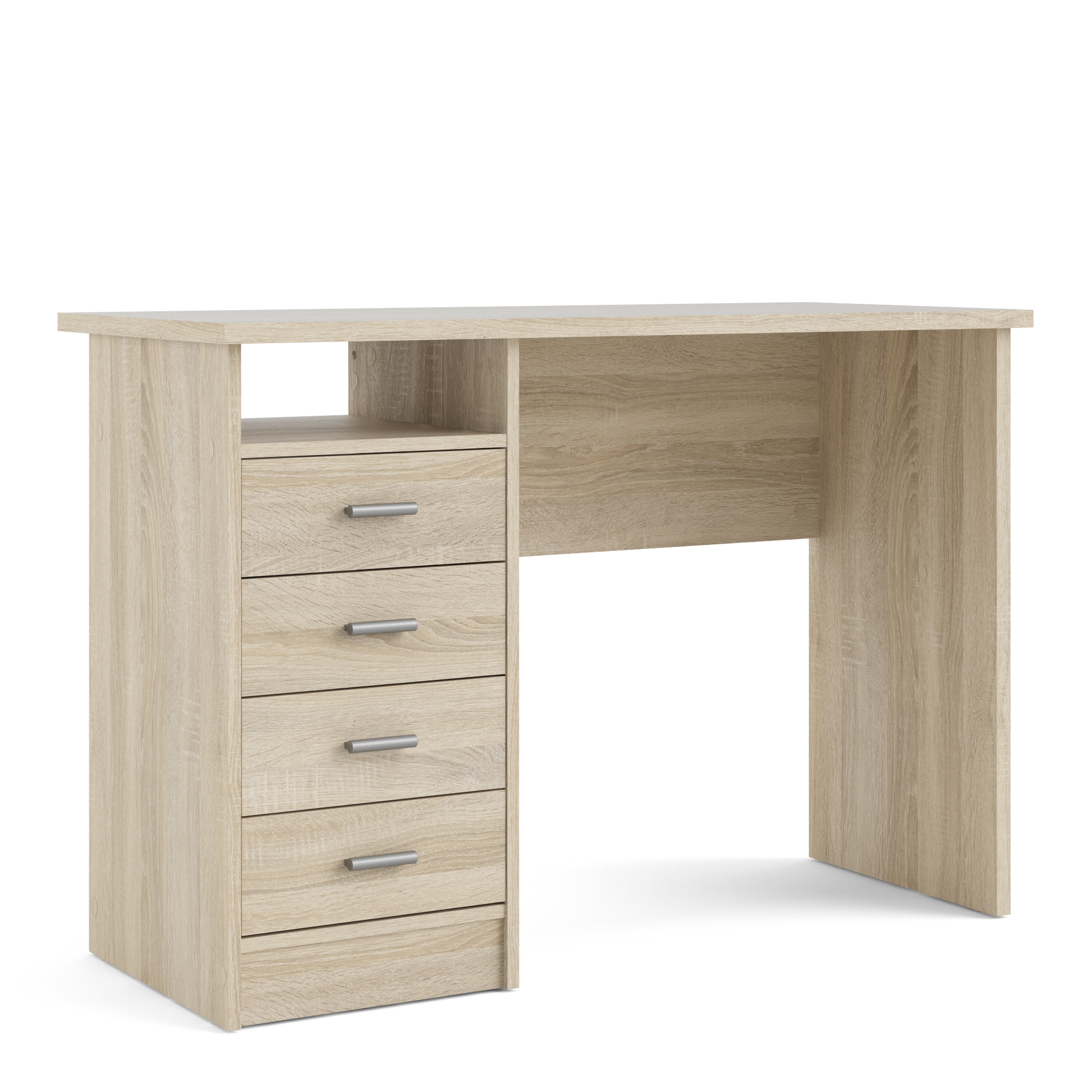 4 Drawer Desk with Storage - White or Oak 110cm Home Office Workstation - Picture 2 of 22