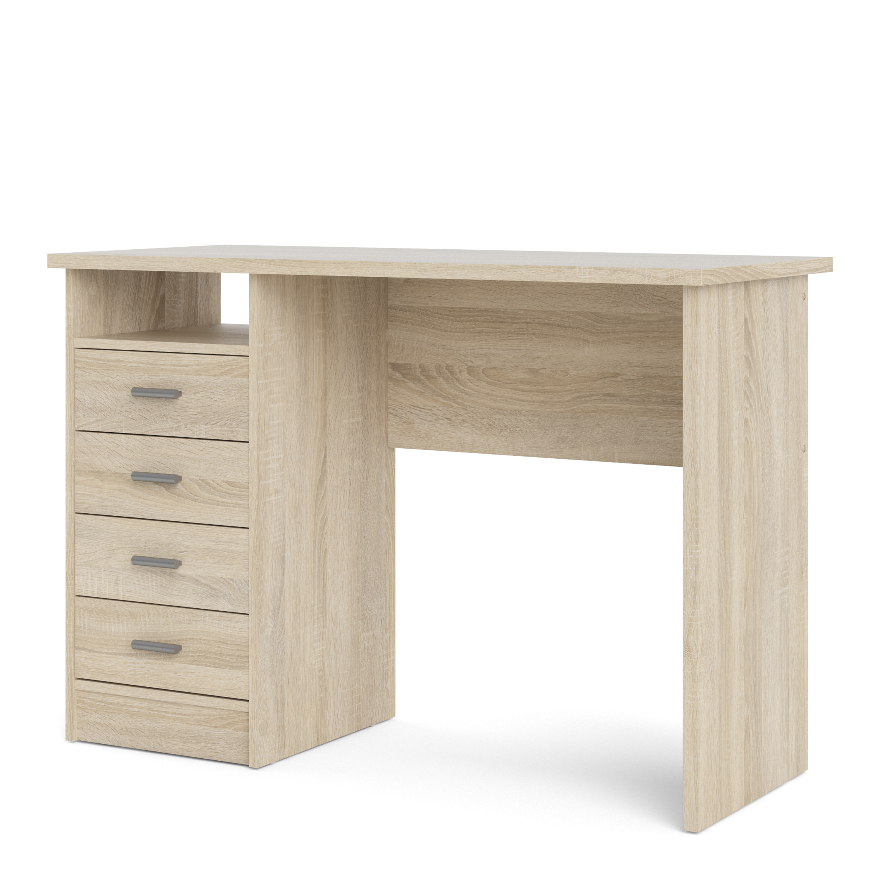 4 Drawer Desk with Storage - White or Oak 110cm Home Office Workstation - Picture 4 of 22