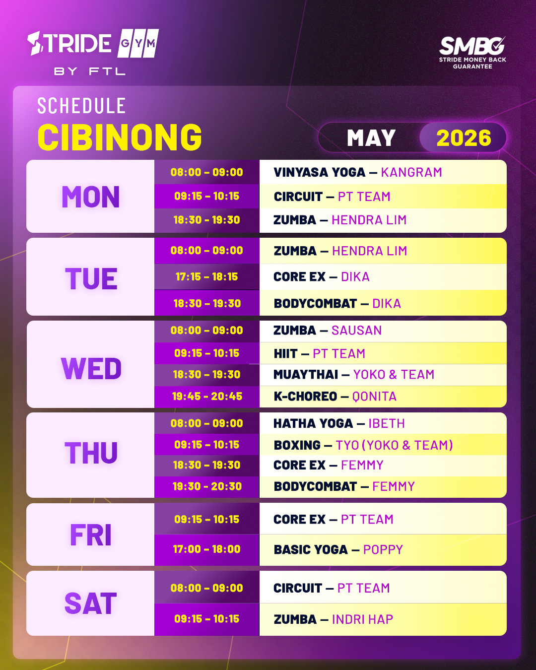 Schedule Stride Cibinong December 2026 