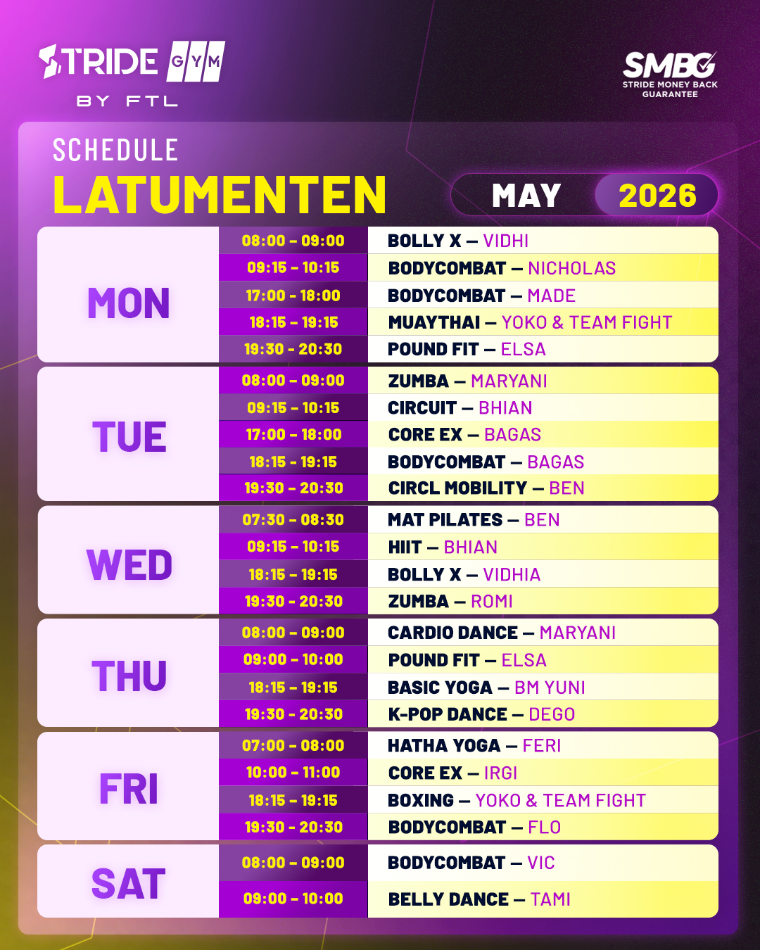 Schedule Stride Latumenten December 2026 