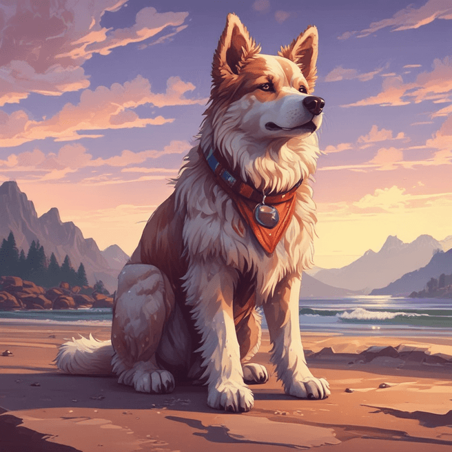 Anime Digital Art: Google-Style Pixel Dog Illustration by Fulgent AI