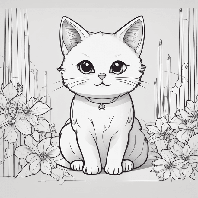 Bold Outlined Cute Cat Images: Japanese Anime Style Art by Fulgent AI