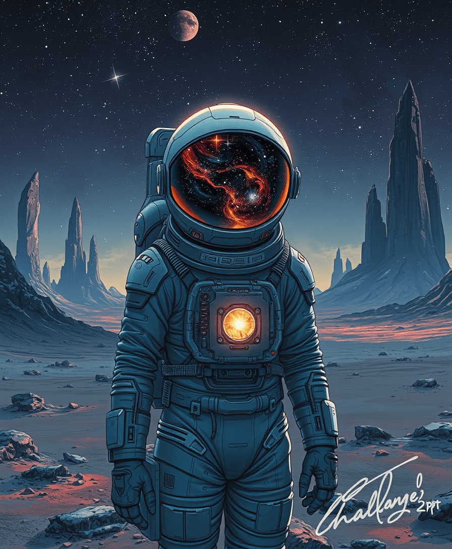 Enigmatic Astronaut Sci-Fi Portrait | Alien Planet Galaxy Showcase