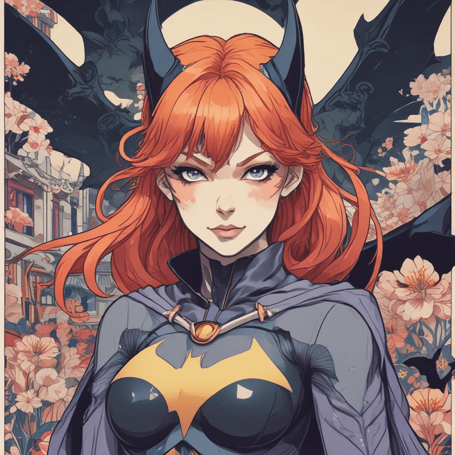 High-Definition Ukiyo-e Batgirl Anime Illustration - Fulgent AI