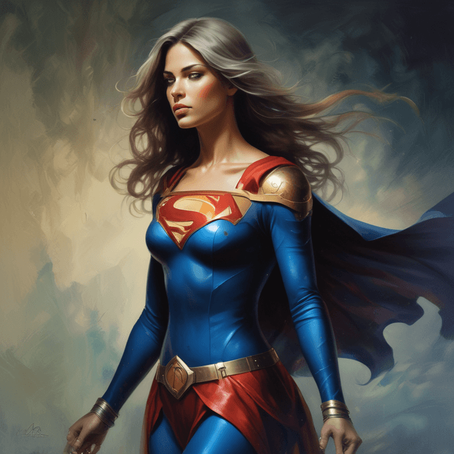 Captivating Photorealistic Painting of Supergirl at Sunrise - Anne Bachelier & T.Mann NYC