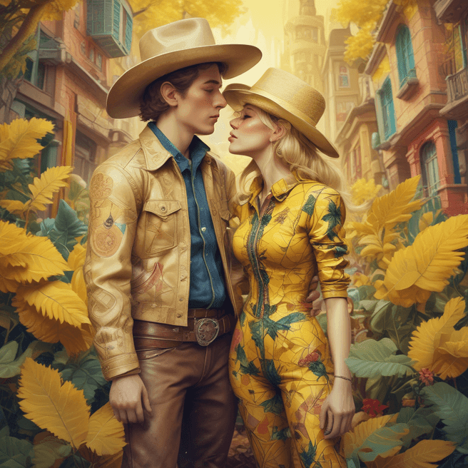 Unique Artwork Featuring Google Cowboy, Leaf Pants, Kissing Scene, and More by Artgerm