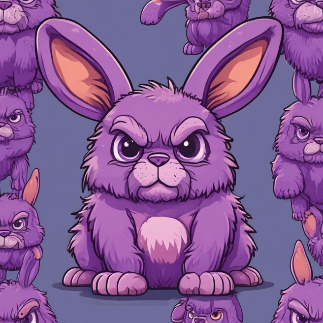 Fluffy Angry Purple Bunny in Cartoon Art Style - Fulgent AI's Top Character Generator