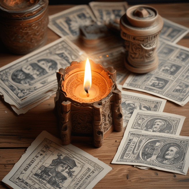 Vintage Bucéta and Postage Stamps: Nostalgic Beauty in Soft Illumination