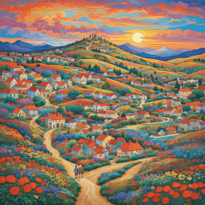 Enchanting Village amidst Rolling Hills | Fantasy Concept Art