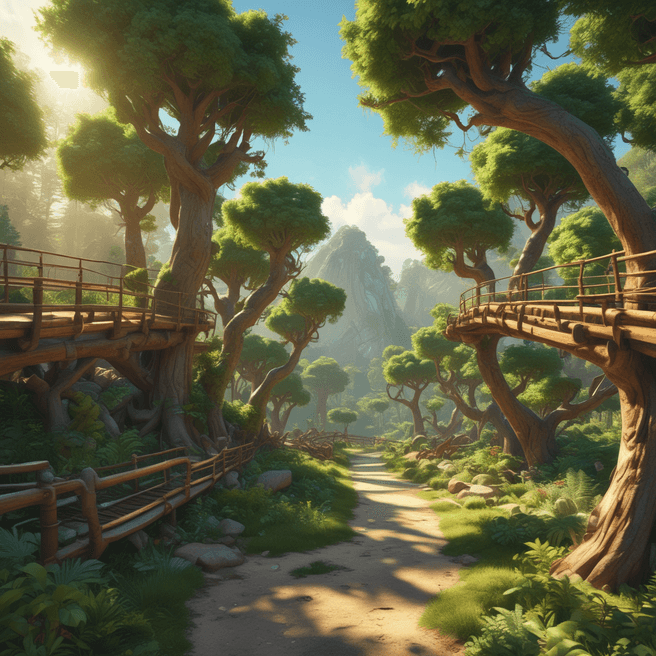 Optimize your display with 4K Pixar-style tree hand infrastructure in green setting