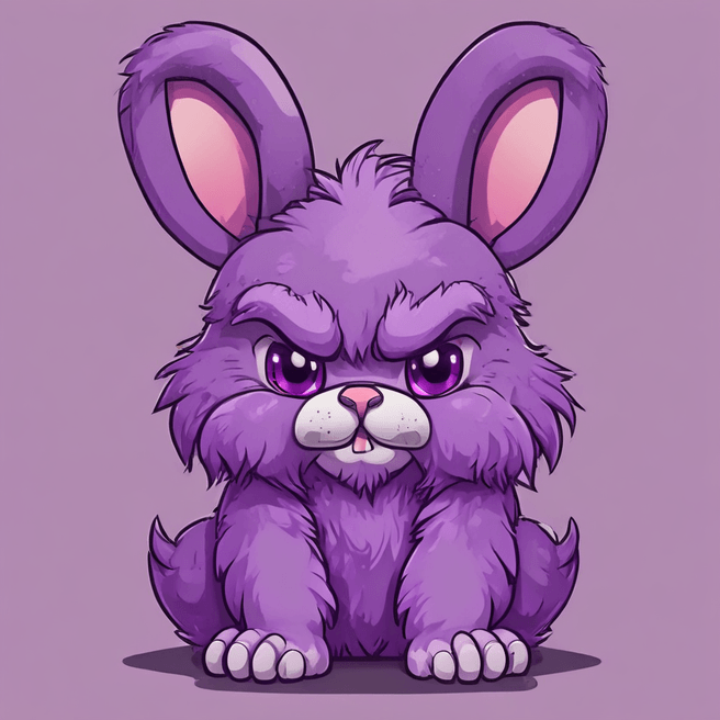 Fluffy Angry Purple Bunny in Cartoon Art Style - Fulgent AI's Top Character Generator