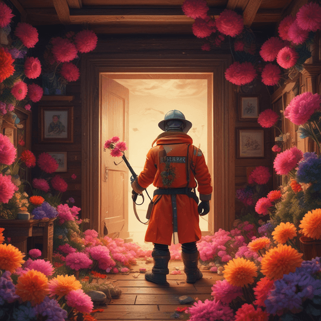 Creative Image Generation with Courageous Firefighter and Expressive Children's Drawing in Cinema4D